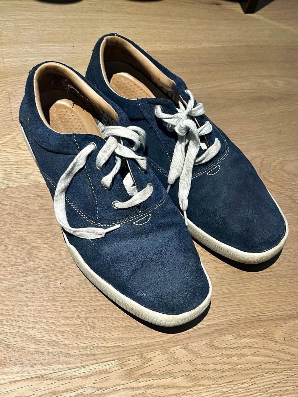 Men's Navy Suede Lace-Up Sneakers with White Soles